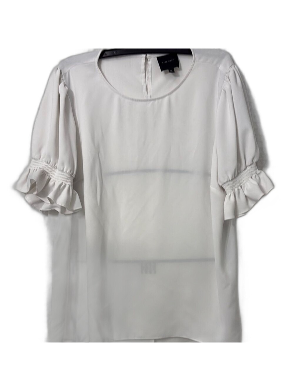 Alex Marie White Ruffled Blouse with Short Sleeves Size XL